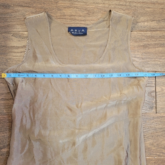 Asya Italian Design Sheer Tan High Low sleeveless Dress Small - Picture 8 of 13